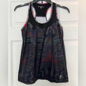 Sofibella Sheer Black With Colorful Paisley Women's Tank Top